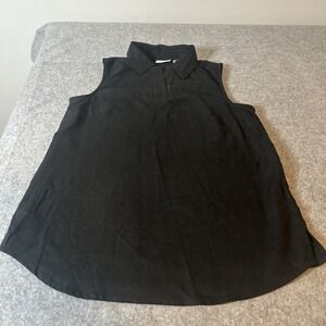 Joan Rivers Women Top Sz XS Sleeveless Linen Ladder Stitch Black A506530 NWOT